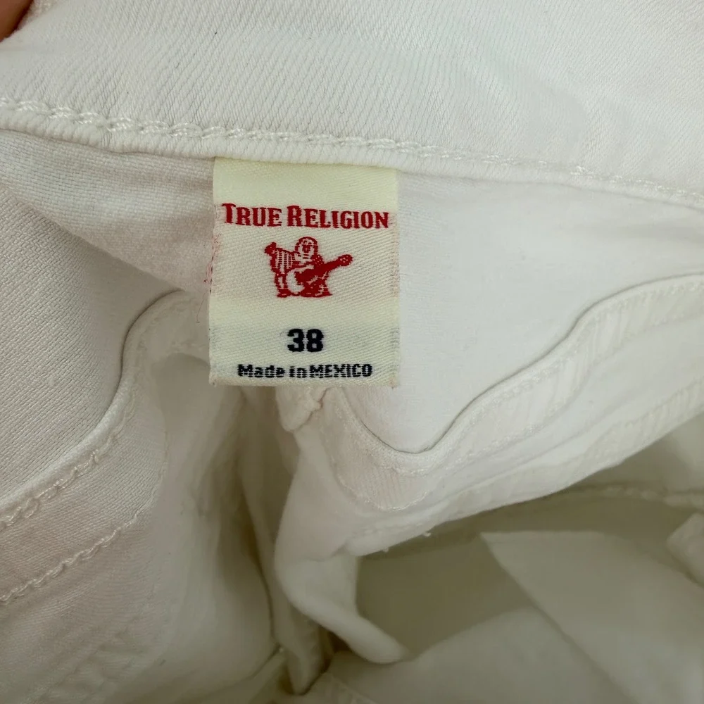 True Religion Ricky Jeans Men's 38 White Relaxed Straight Flap Pocket